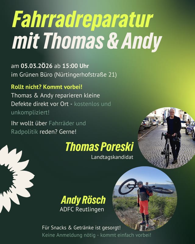 Fahrradreparatur mit Thomas und Andy