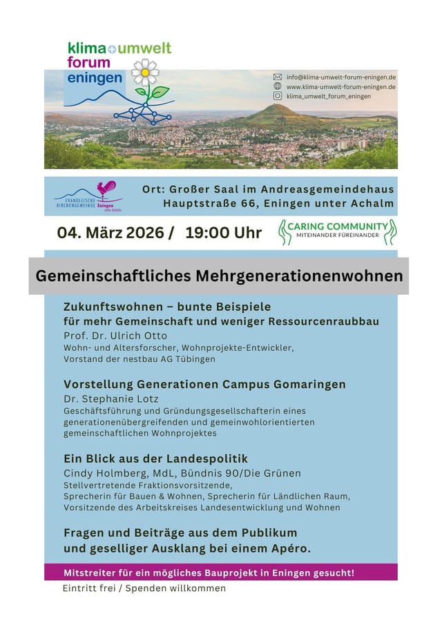 Gemeinschaftliches Mehrgenerationenwohnen mit Cindy Holmberg als Gastreferentin